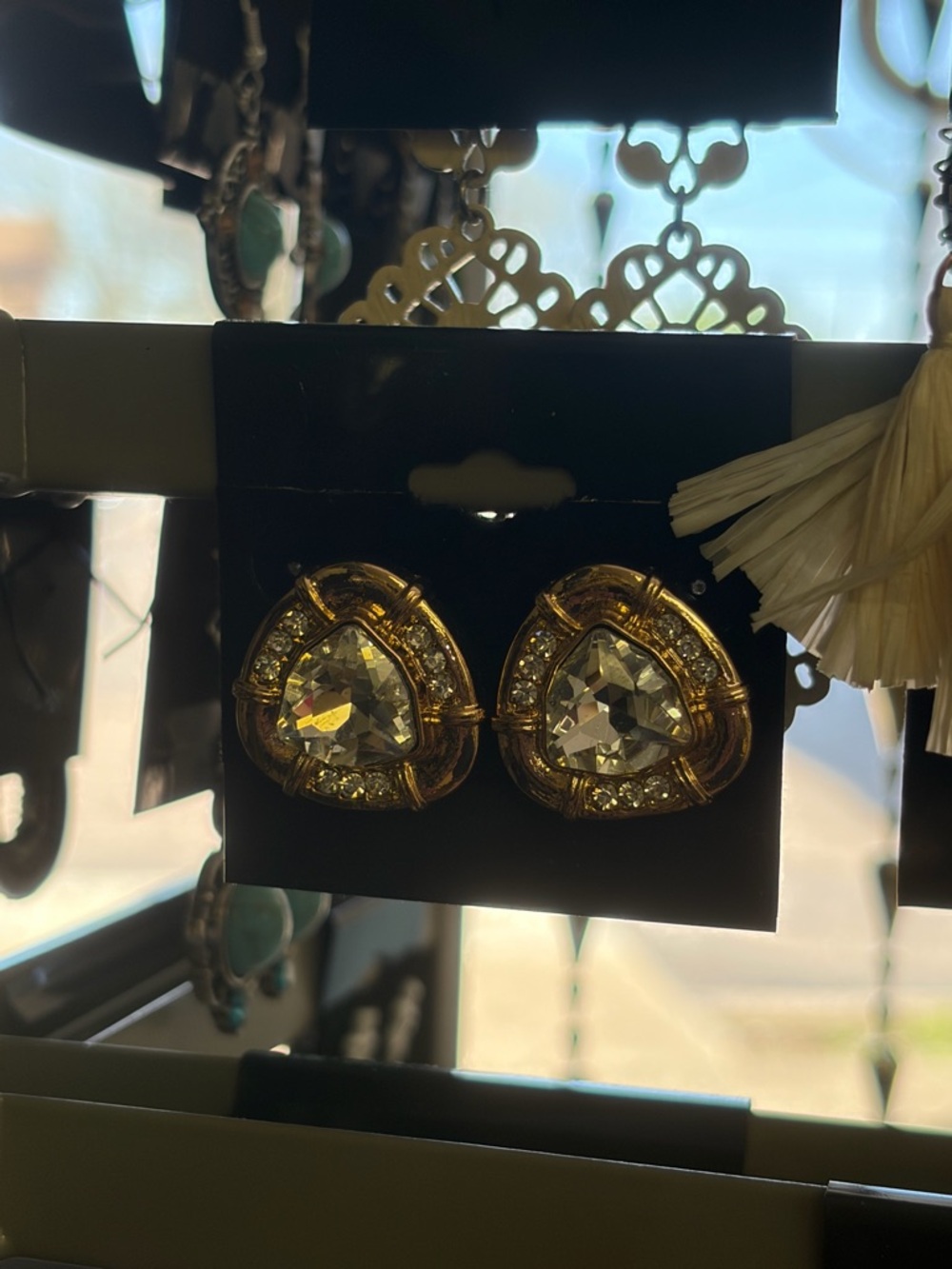Gold Crystal Stud Earrings for Women